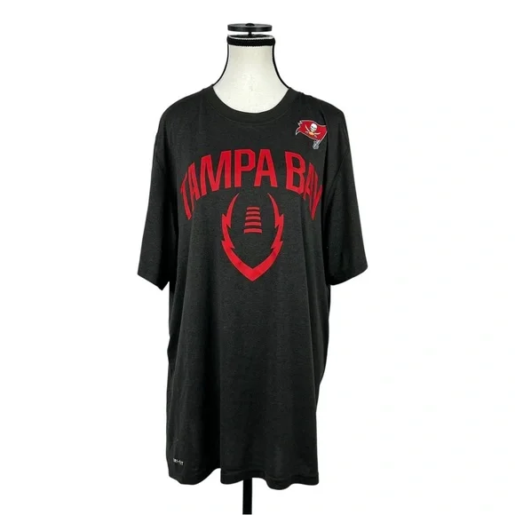 Nike Dri-Fit Tampa Bay Buccaneers T-Shirt Men’s XL NFL Team Apparel Black Red - Picture 2 of 11